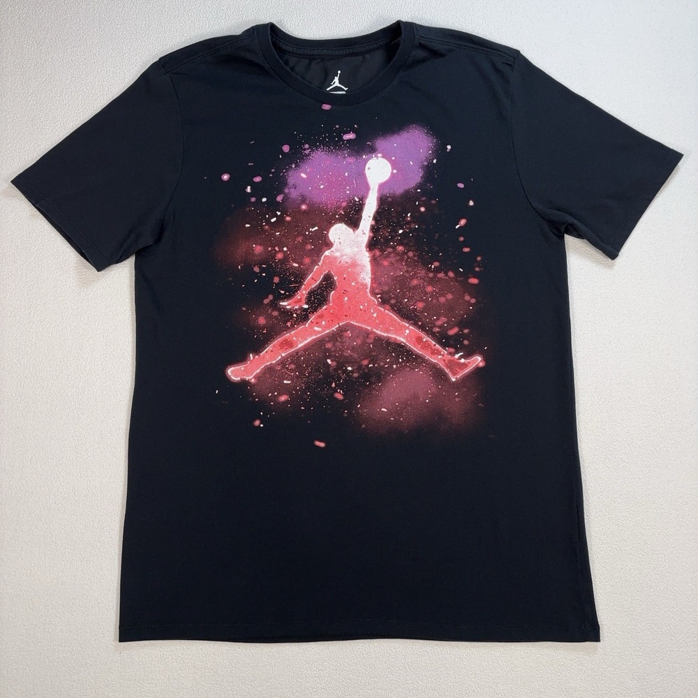 Jordan Jumpman Graphic‎ T-Shirt Men's M Black Dri-Fit Crewneck Y2K Basketball